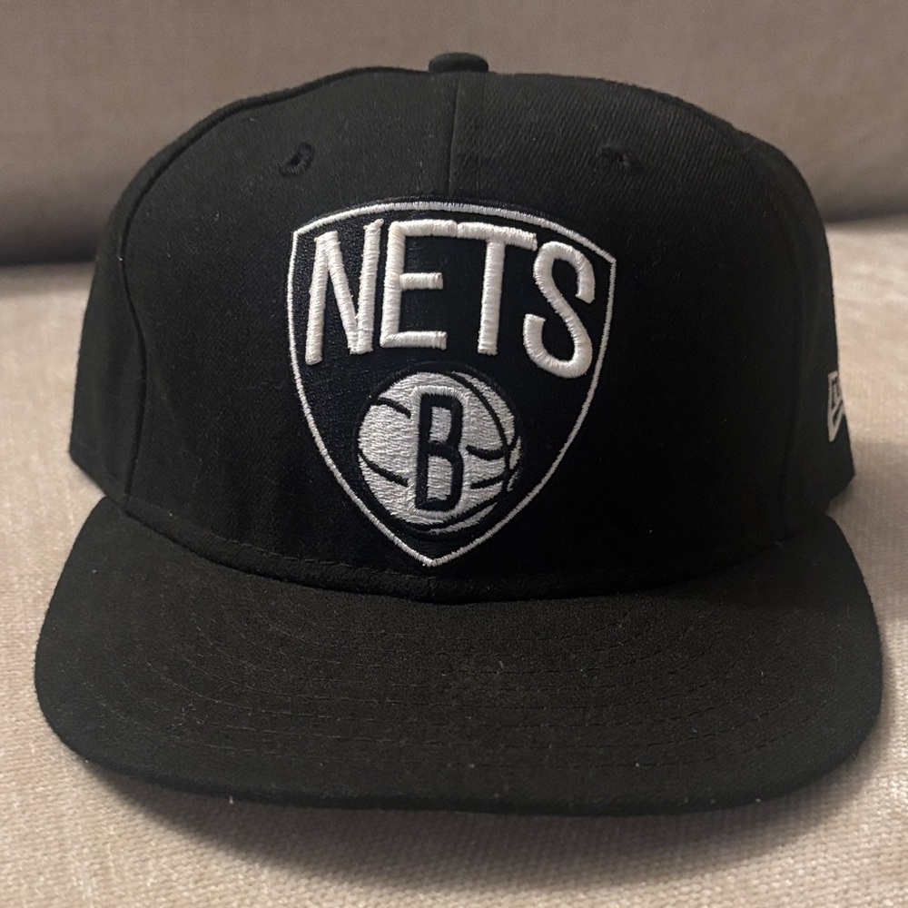 New Era BROOKLYN NETS Black White 59fifty fitted NBA hat original size 7 1/4